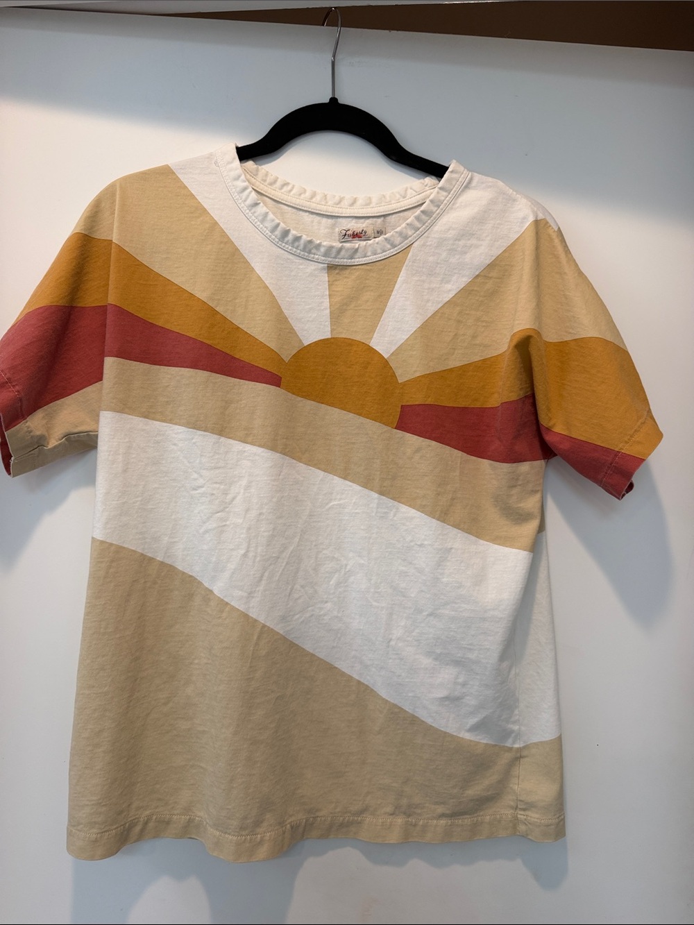 Faherty Cream Tee with Mustard Sunburst Graphic